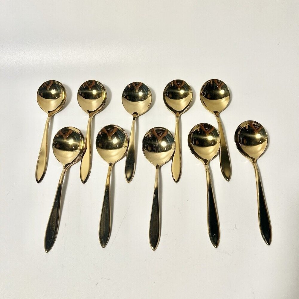 Dirilyte Dirigold Empress Round Soup Cream Spoon Used Set Of 10